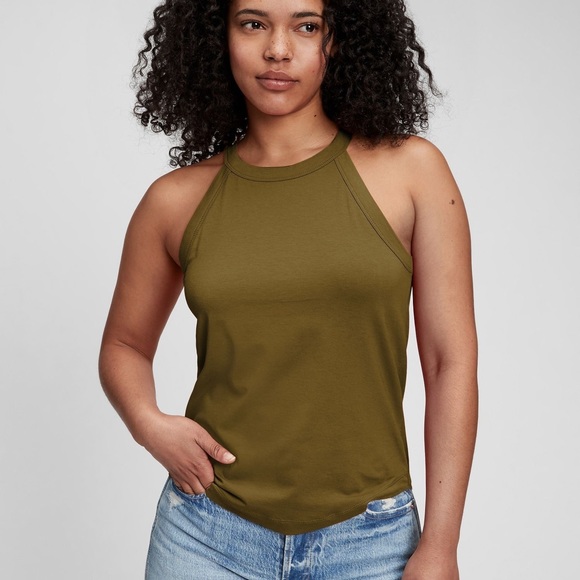 NWOT Gap Sleeveless Halter Neck Top in Oak Moss Green - Picture 1 of 5